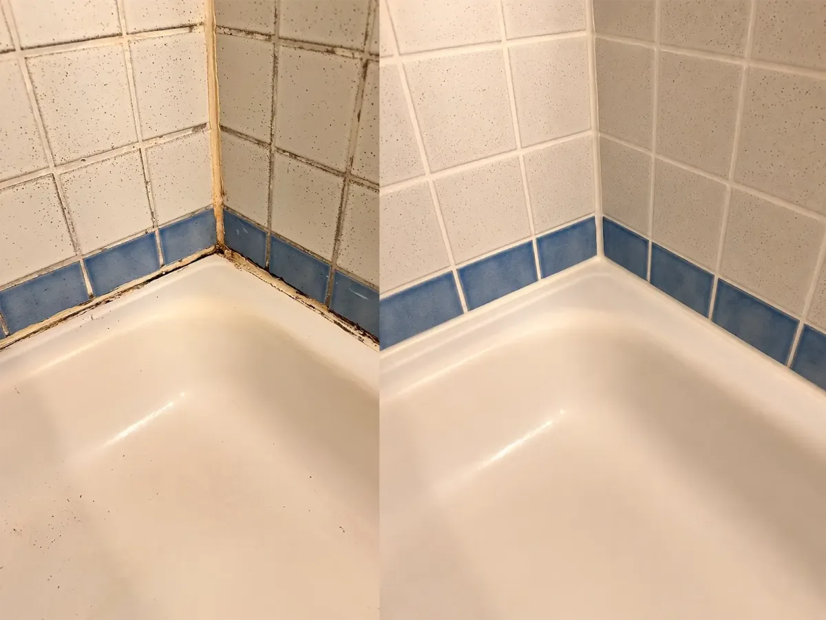 Schimmelige Fugen in der Dusche erneuert